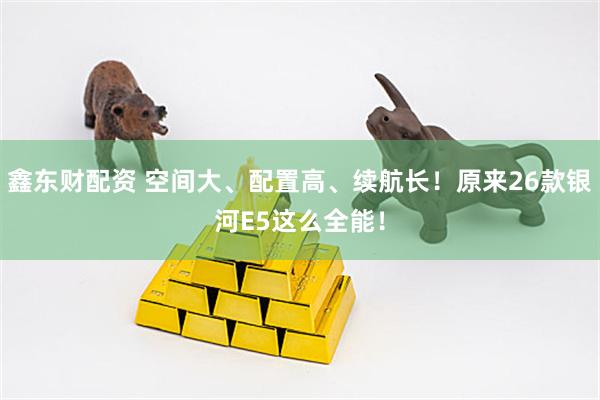 鑫东财配资 空间大、配置高、续航长！原来26款银河E5这么全能！