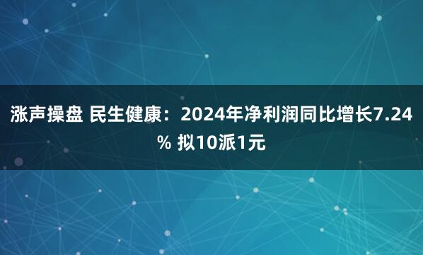 涨声操盘 民生健康：2024年净利润同比增长7.24% 拟10派1元